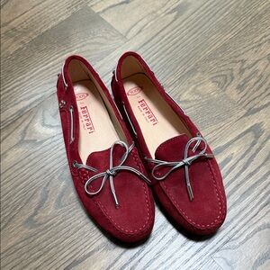 Tod's Women's Burgundy Suede Loafers with Bow